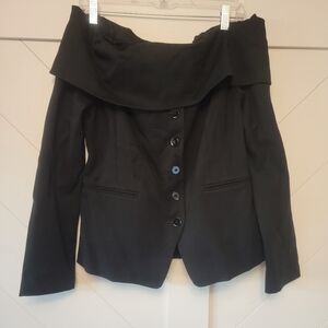 NWT Maeve by Anthropologie Off the Shoulder Blazer Jacket (Black, Size 10)